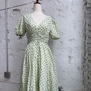 Anthropologie Katerina Button-Front Dress green size SMALL